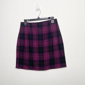 Cristina Women’s Vintage Purple Plaid Wool Mini Skirt Size 11 / Women’s Size 8